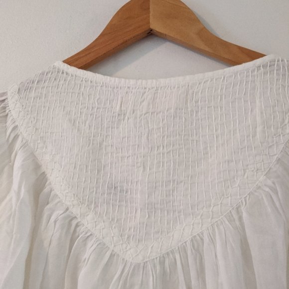 Free People White Buttondown Blouse Top - Picture 7 of 9